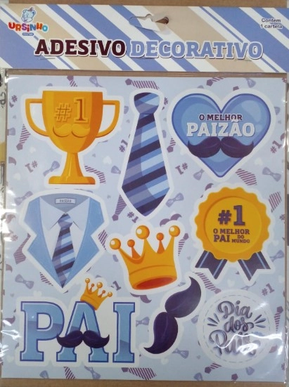 Adesivo Dec Dia Dos Pais C/9un Ursinho Festas