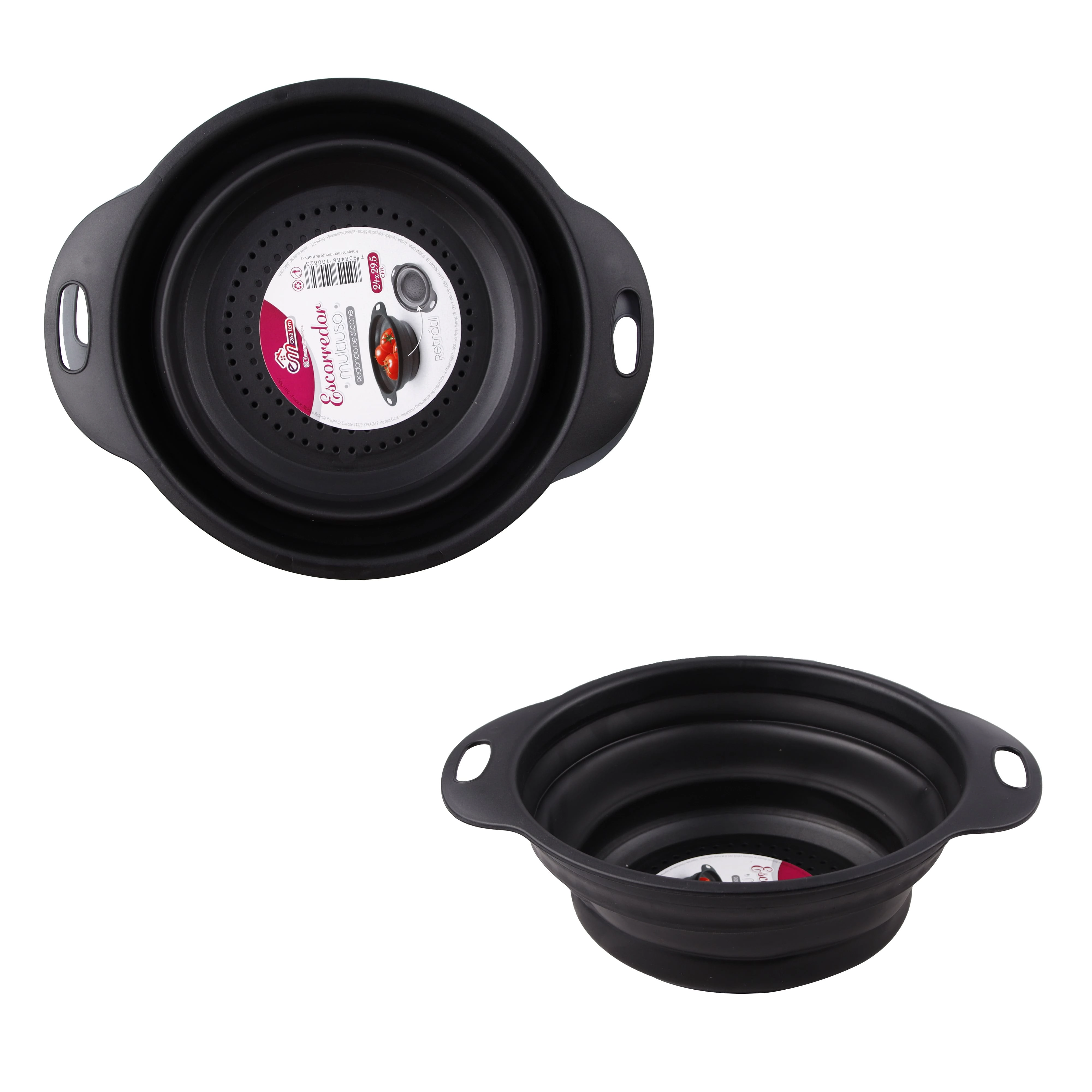 Escorredor Multi Red Retratil Silicone 24x29.5x9.4cm Preto 14242 Inga