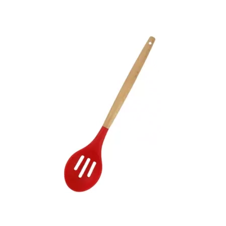 Colher Vazada Silicone Verm Cabo Madeira 31cm 15039 Inga
