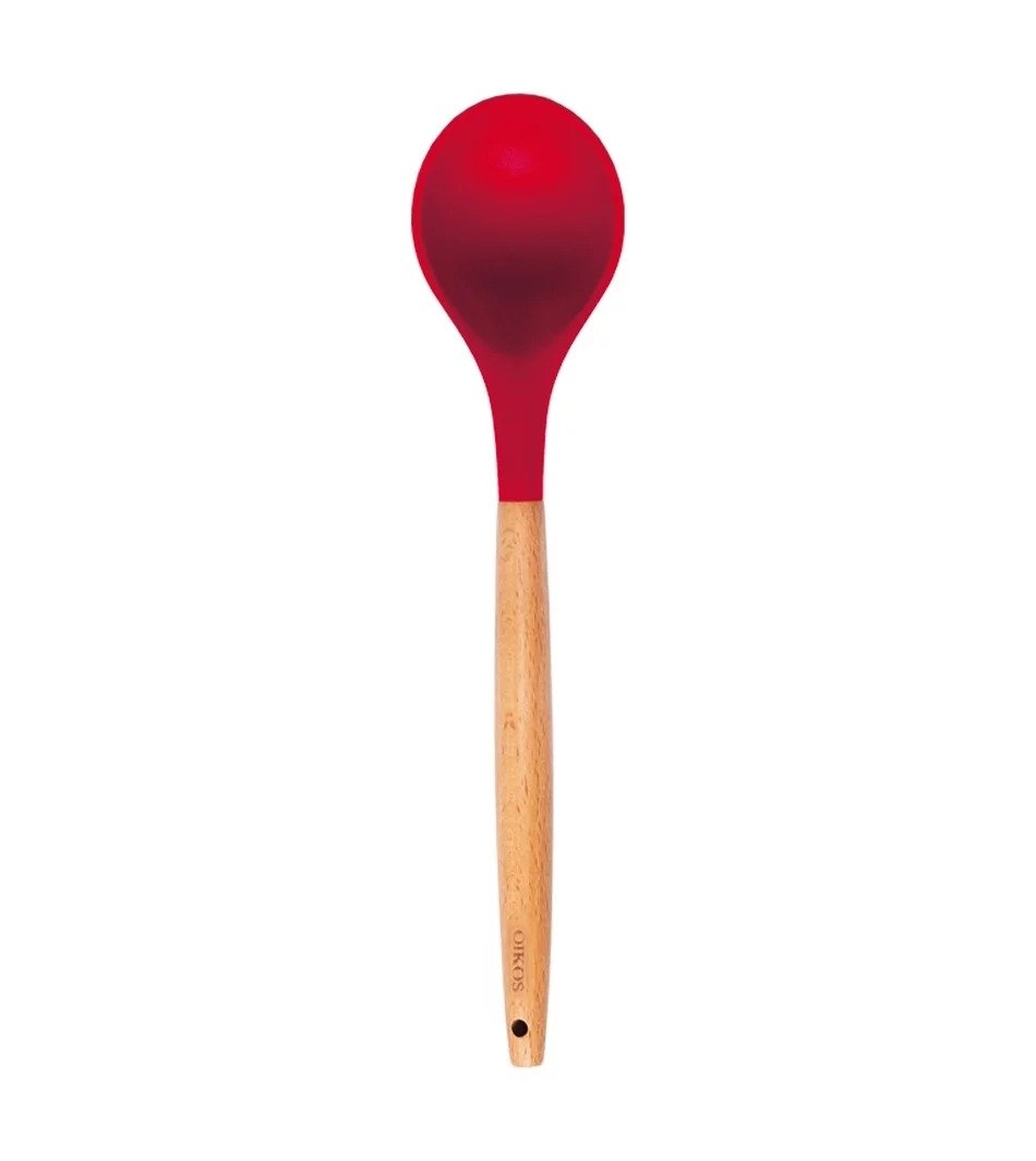 Colher Multiuso Silicone Verm Cabo Madeira 31cm 15043 Inga