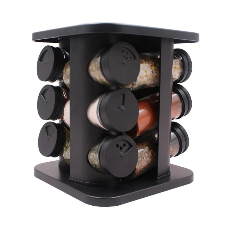 Conj Porta Cond Inga De Vidro Giratorio C/12 Potes De 85ml
