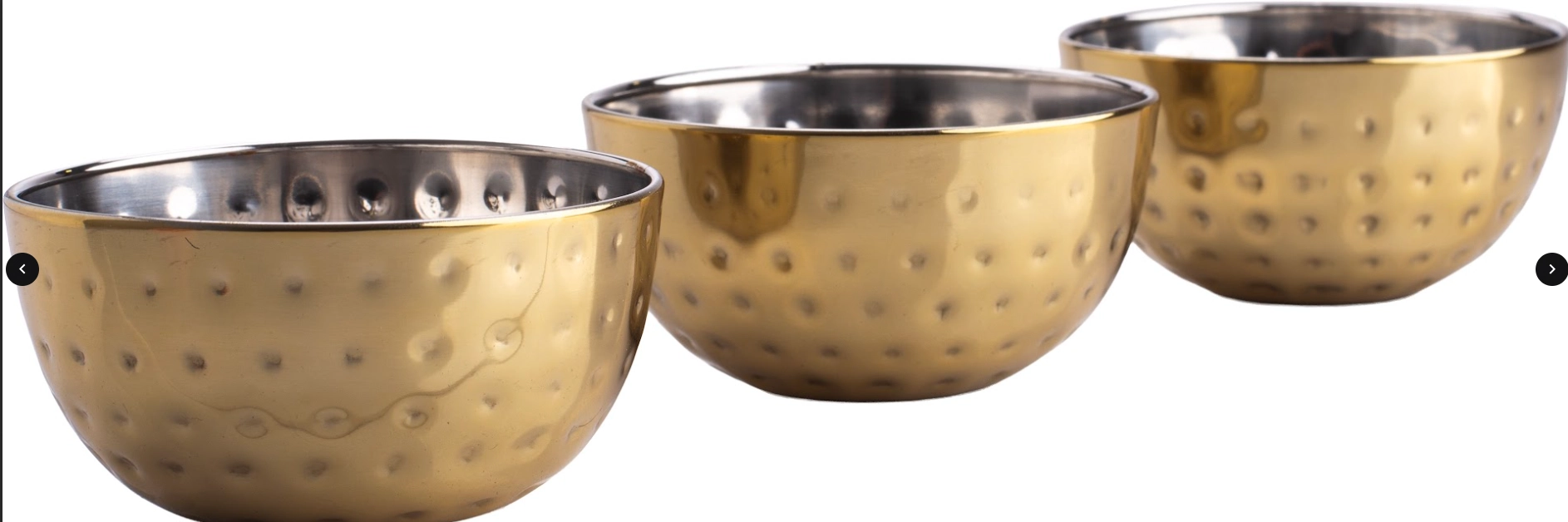 Jogo Mini Bowl Martelado Dourado 170ml 3un 18320 Inga