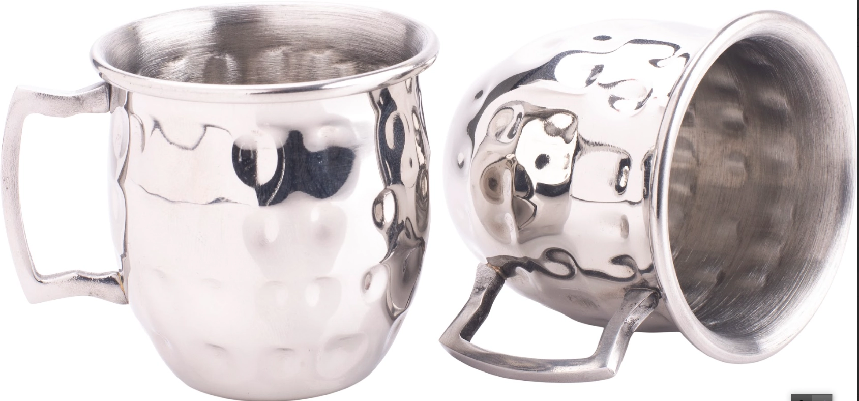 Jogo Mini Caneca Moscow Mule Martelada Inox 60ml 2un 18315 Inga
