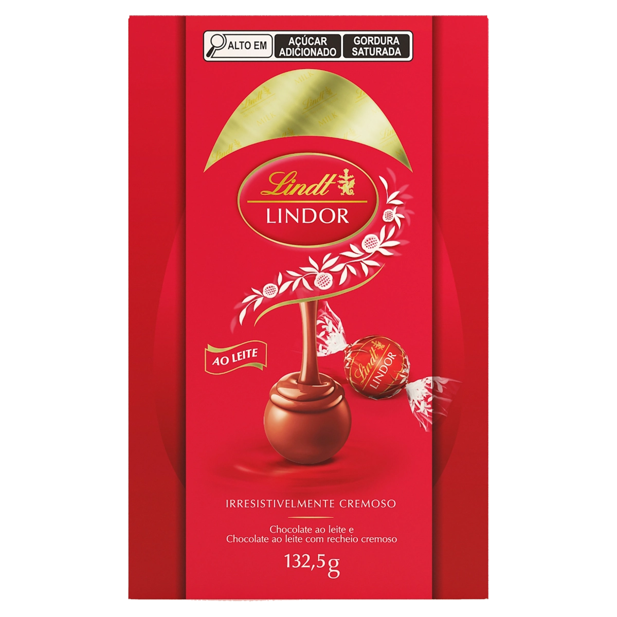 Ovo De Páscoa Ao Leite Recheio Trufa De Chocolate Ao Leite Cremoso Lindt Lindor Caixa 132,5g