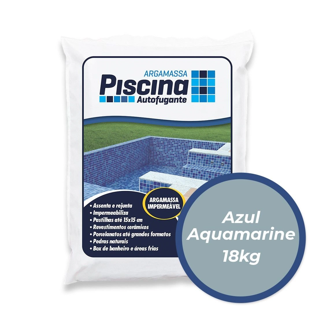 Argamassa Piscina Aut. Impermeável Cor Aquamarine 18kg