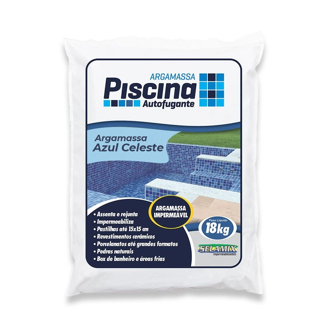 Argamassa Piscina Aut. Impermeável Cor Azul Celeste 18kg
