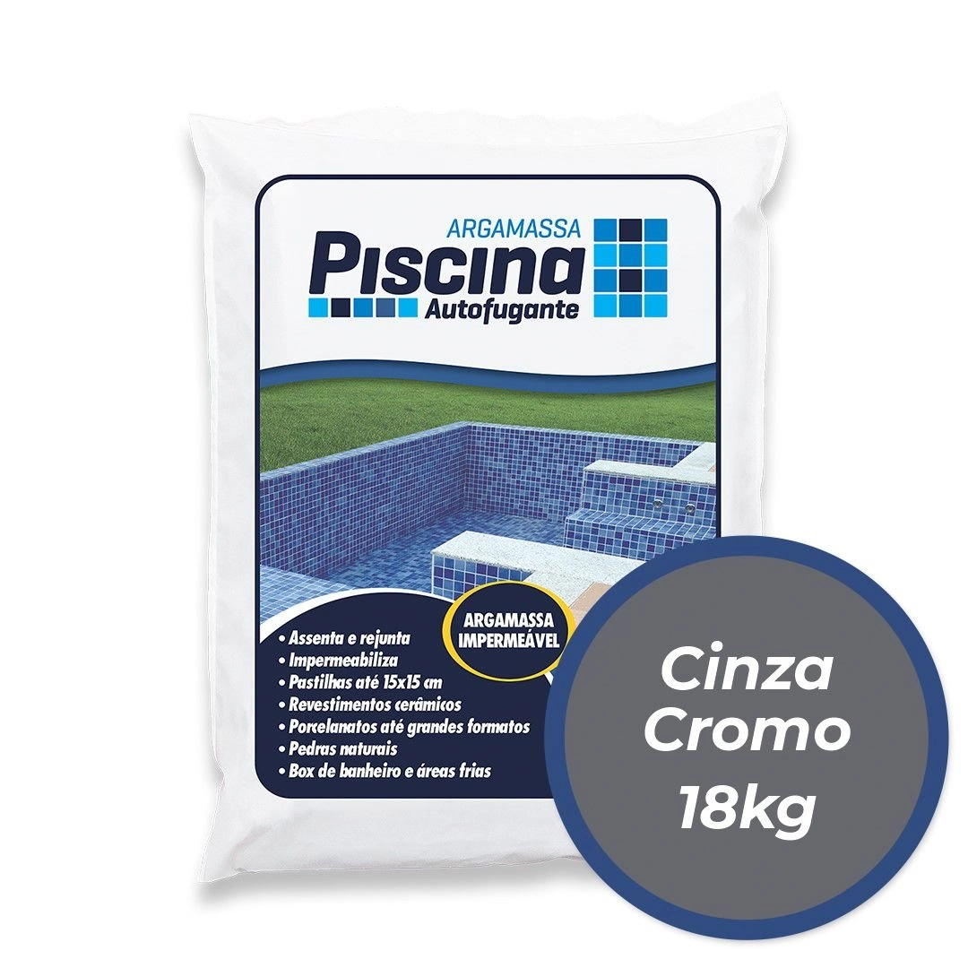 Argamassa Piscina Aut. Impermeável Cor Cinza Cromo 18kg