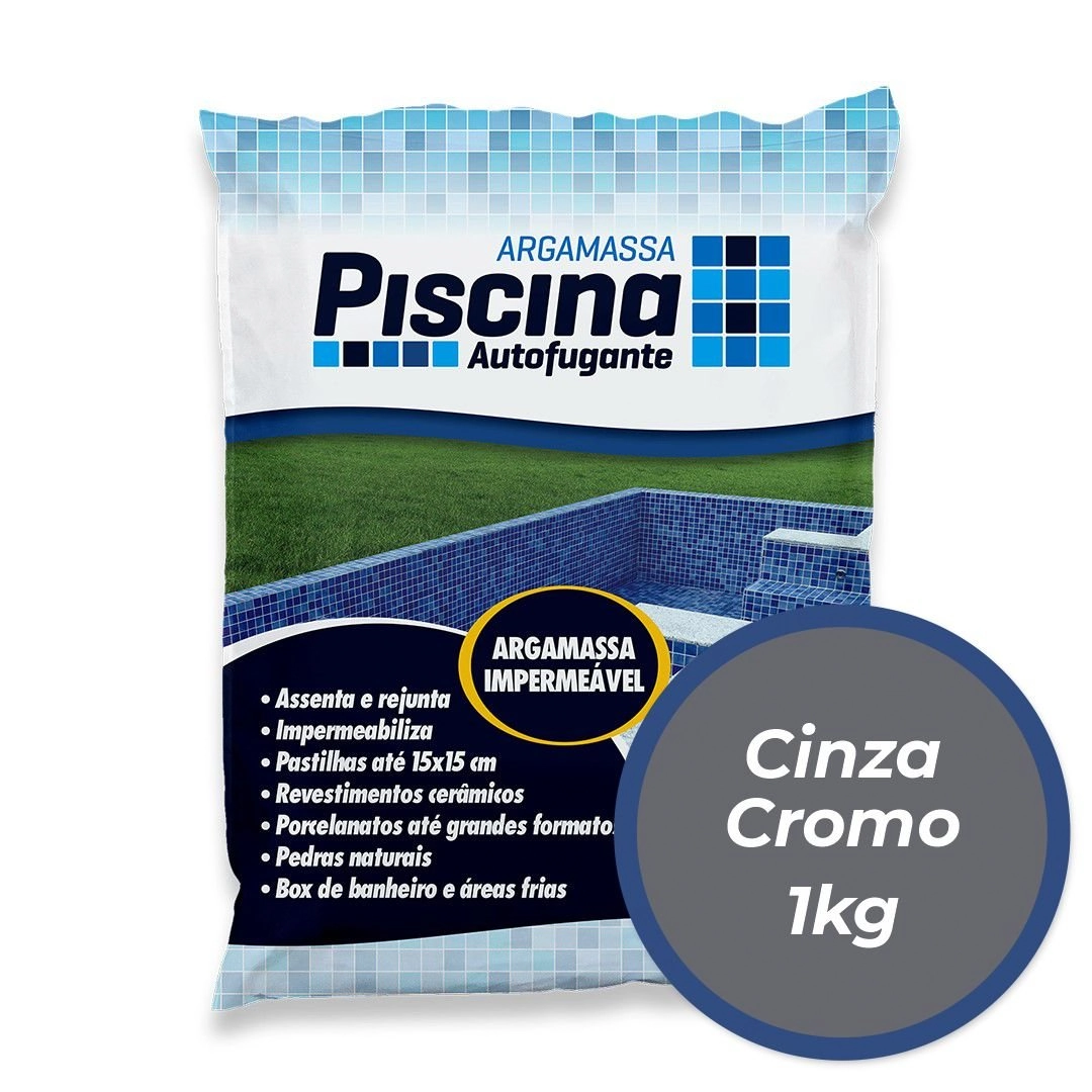 Argamassa Piscina Aut. Impermeável Cor Cinza Cromo 1kg