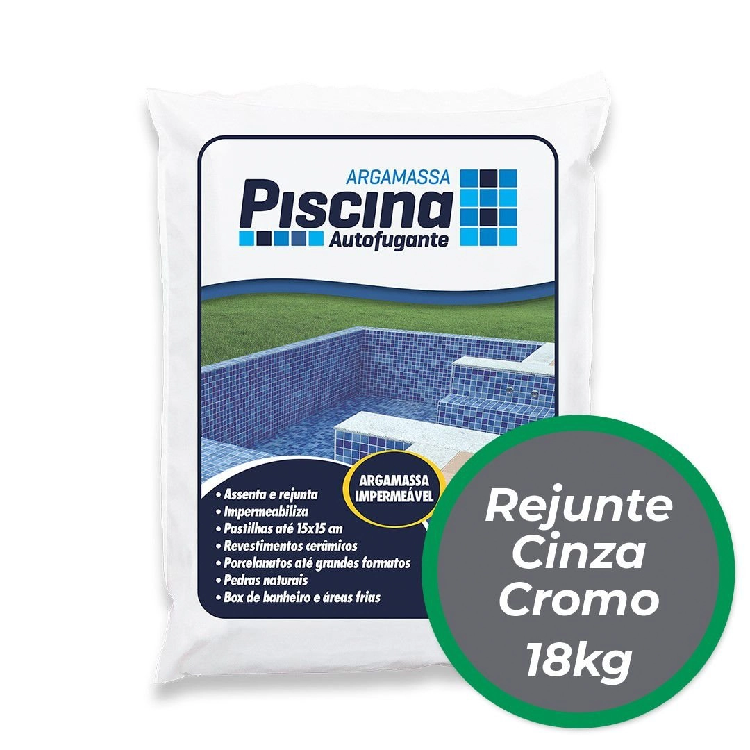 Rejunte Piscina Impermeável Cor Cinza Cromo 18kg