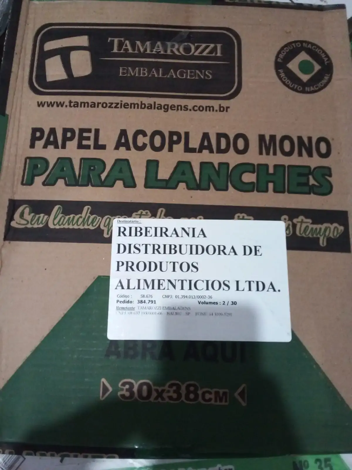 Papel Acoplado Tamarozzi 500un P/ Lanche