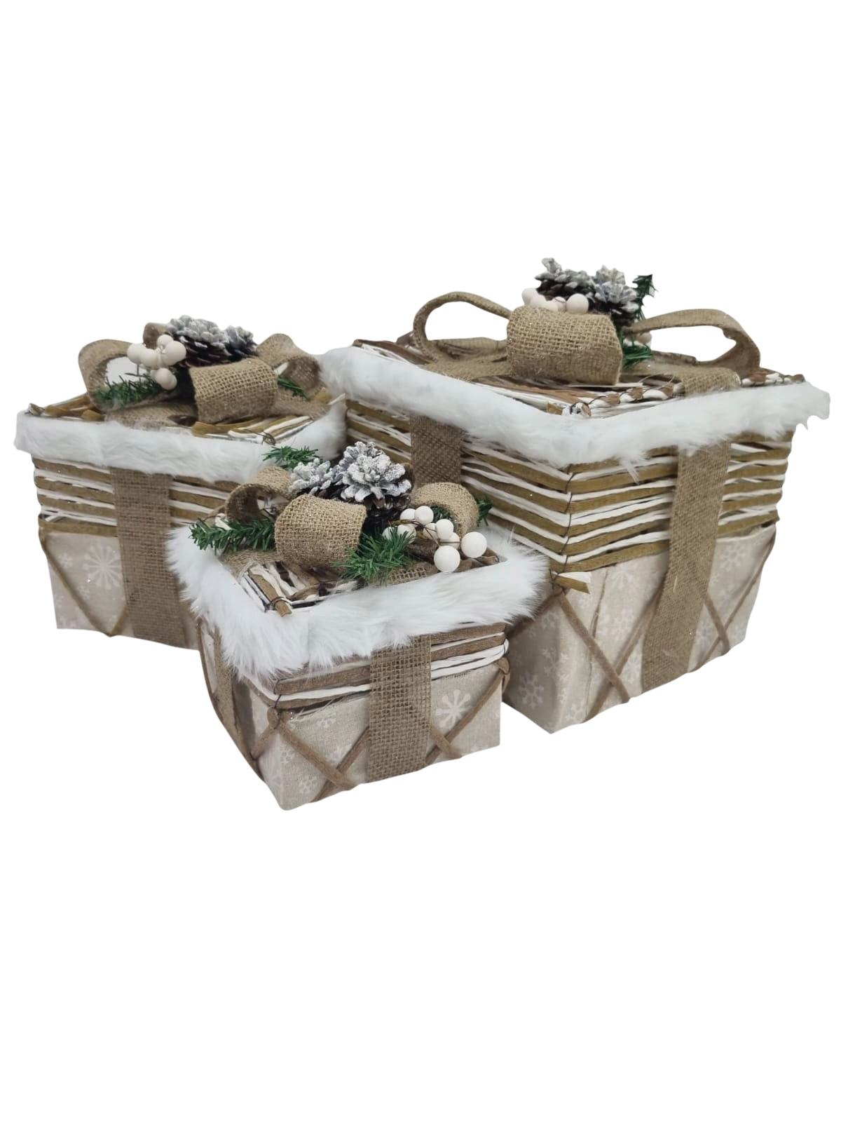 Enfeite Natal Kit Com 3 Caixas Decorativas 15 17121br Bela Flor