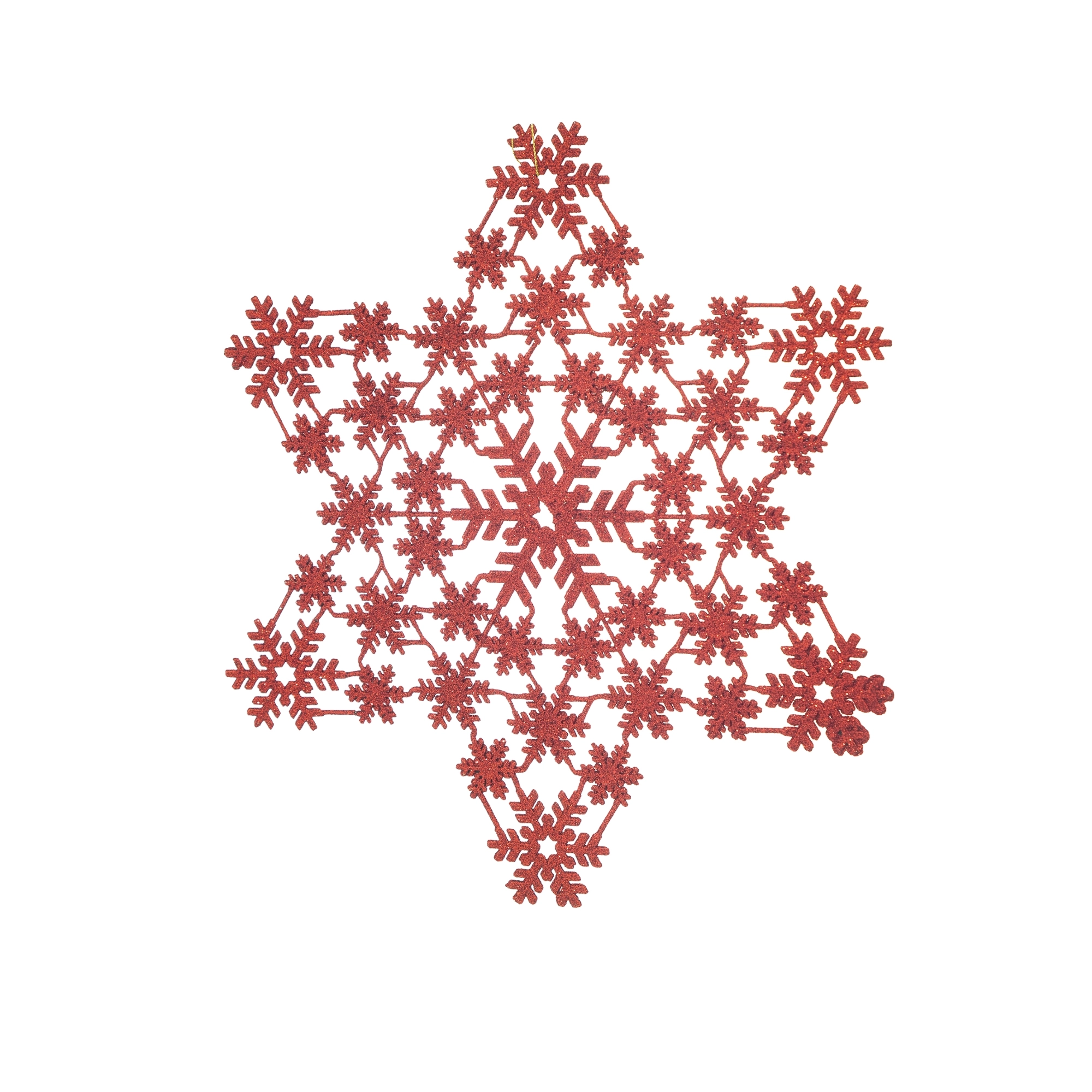 Enfeite Natal Estrela Floco Neve 32cm Vermelo 17084dr Bela Flor