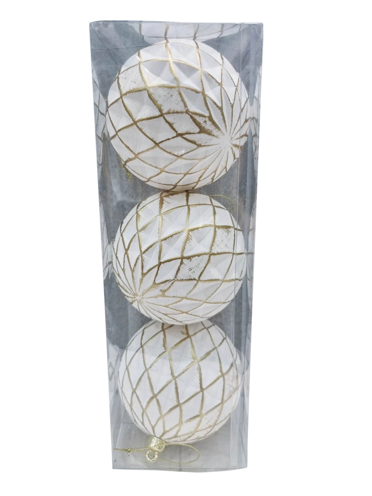 Kit Bola Natal Com 3 Pe¿as 8cm Losango Br/dr 16533 Bela Flor