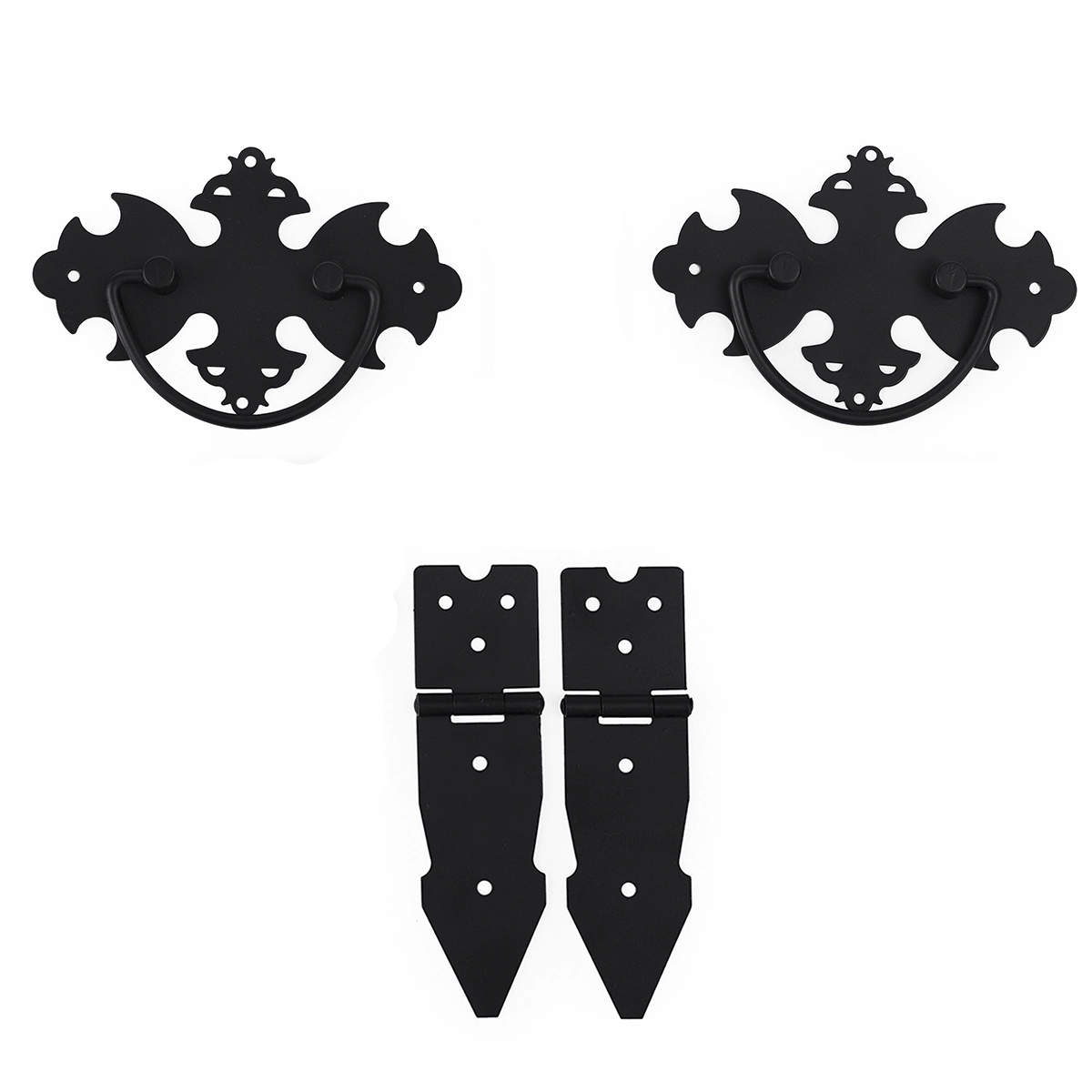 Kit 4 Puxadores Medalhão Com Alça + 4 Dobradiças Rústicas