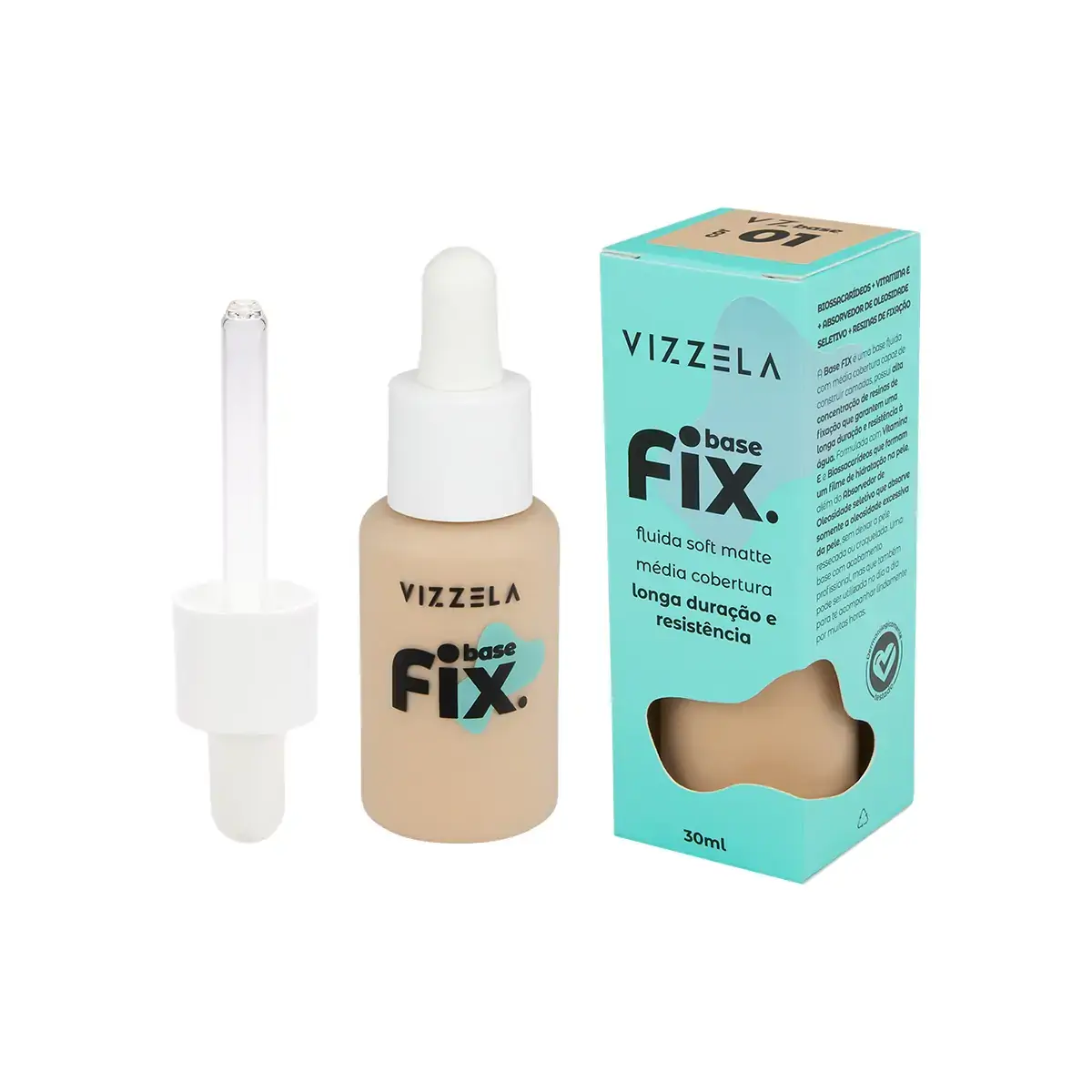 Base Facial Liquida Vizzela Fix Vz 86 Cor 01 30ml