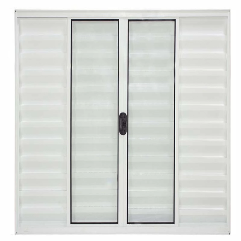 Janela De Alumínio Branco Veneziana De Correr 6 Folhas Sem Grade Cmc Modular - 1.20 (l) X 1.00 (a)