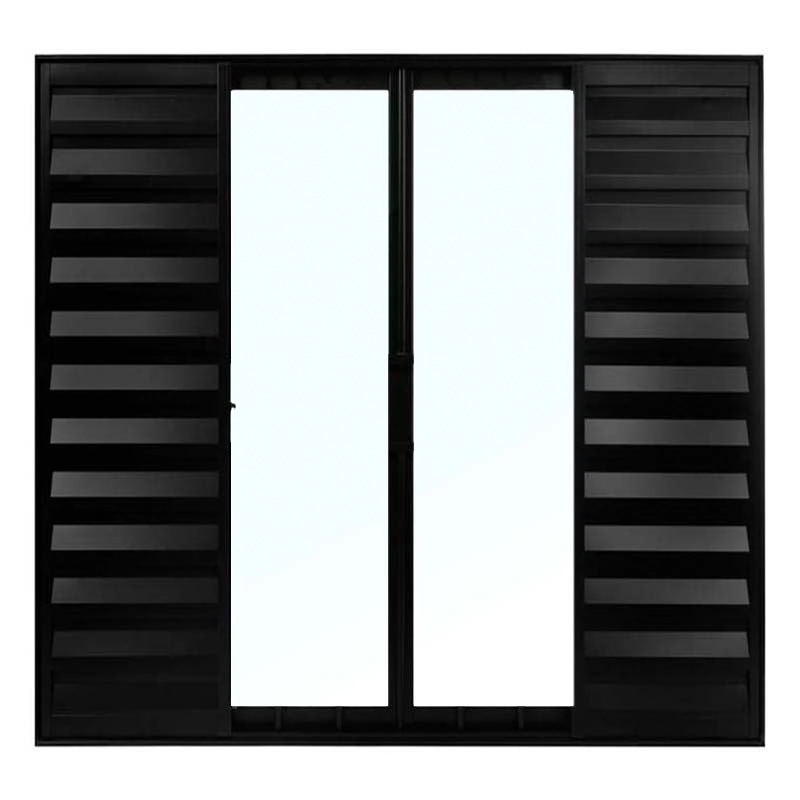 Janela De Alumínio Preto Veneziana De Correr 6 Folhas Sem Grade Cmc Modular - 1.50 (l) X 1.00 (a)