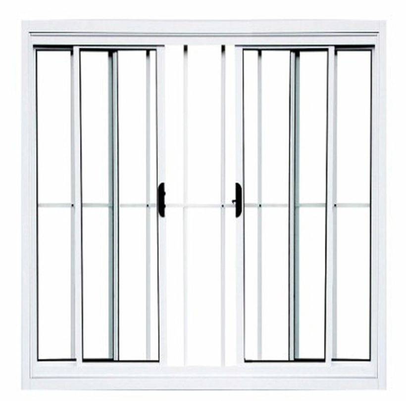 Janela De Alumínio Branco Vitro De Correr 4 Folhas Com Grade Cmc Modular - 2.00 (l) X 1.00 (a)