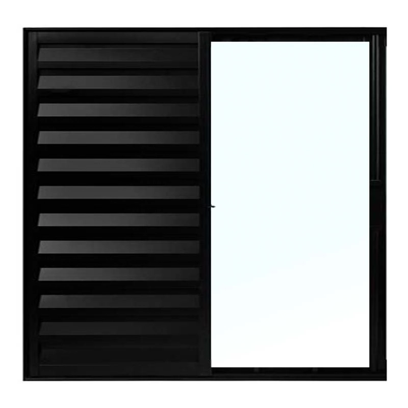 Janela De Alumínio Preto Veneziana De Correr 3 Folhas Sem Grade Cmc Modular - 1.00 (l) X 1.00 (a)