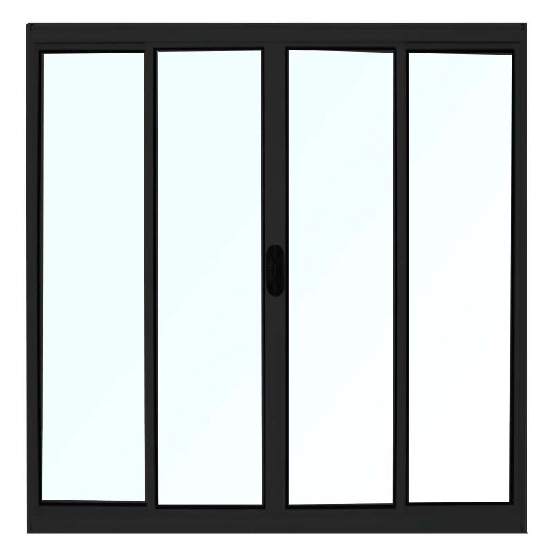 Janela De Alumínio Preto Vitro De Correr 4 Folhas Sem Grade Cmc Modular - 2.00 (l) X 1.20 (a)