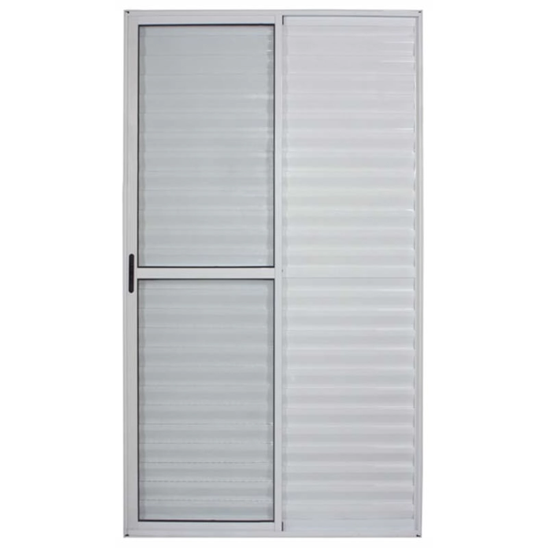 Porta Balcão De Correr Com Veneziana De Alumínio Branco 3 Folhas Móveis Cmc Classic - 2.10 (a) X 1.20 (l)