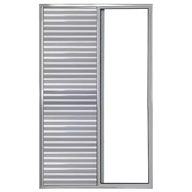 Porta Balcão De Correr Com Veneziana De Alumínio Brilhante 3 Folhas Móveis Cmc Classic - 2.10 (a) X 1.20 (l)