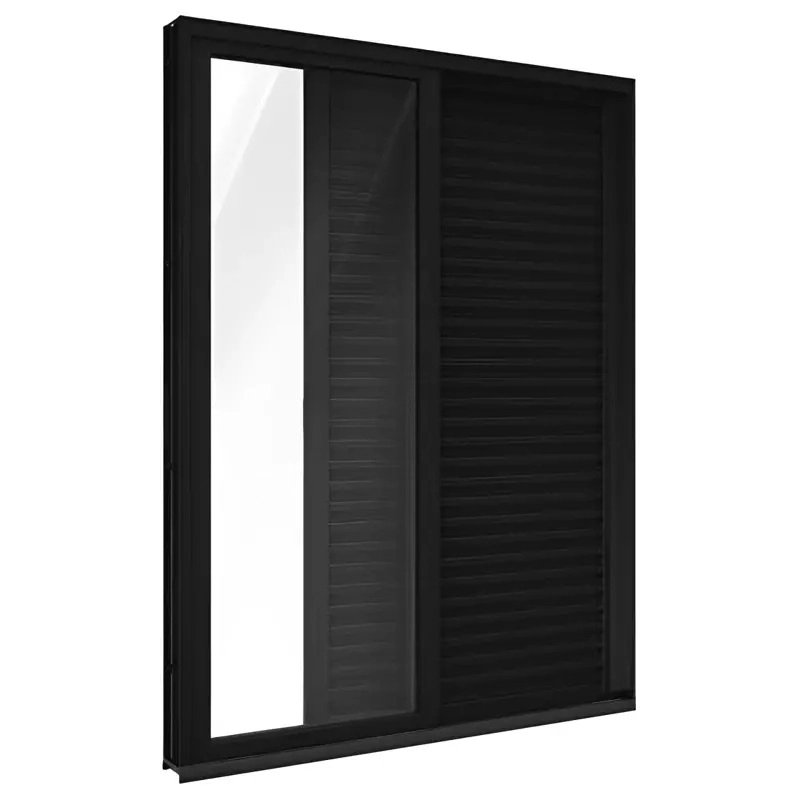 Porta Balcão De Correr Com Veneziana De Alumínio Preto 3 Folhas Móveis Cmc Classic - 2.10 (a) X 1.50 (l)