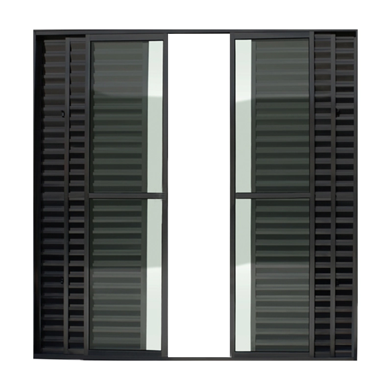 Porta Balcão De Correr Com Veneziana De Alumínio Preto 6 Folhas Cmc Classic - 2,10 (a) X 2,00 (l)