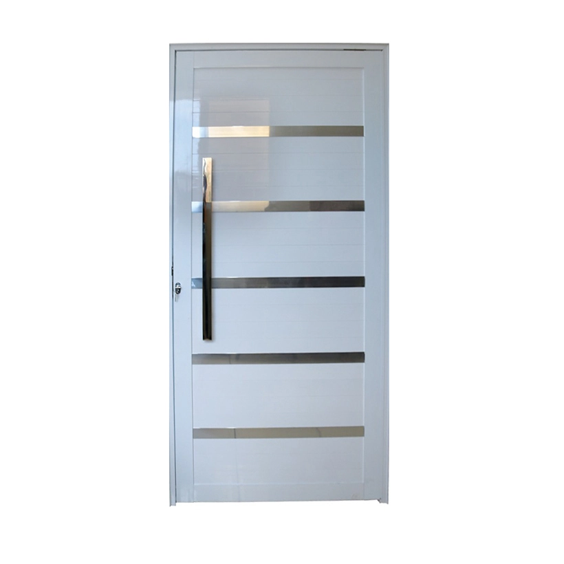 Porta Pivotante De Alumínio Branco Com Friso E Puxador Cmc Classic - Lado Direito - 2.10 (a) X 0.90 (l)