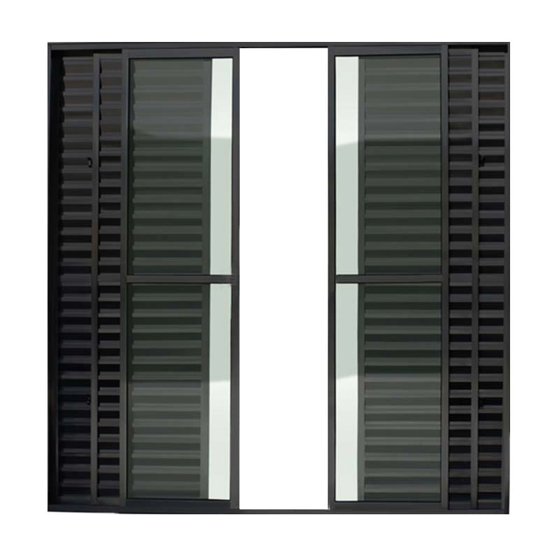 Porta Balcão De Correr Com Veneziana De Alumínio Preto 6 Folhas Cmc Classic - 2.10 (a) X 1.50 (l)