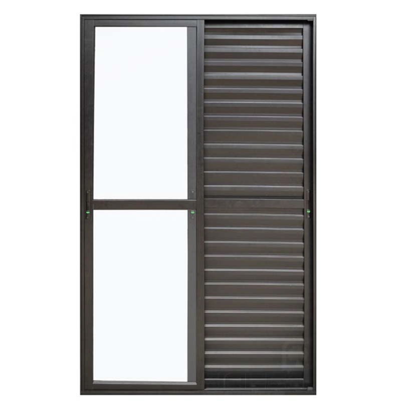 Porta Balcão De Correr Com Veneziana De Alumínio Preto 3 Folhas Móveis Hale Esquadrias - 2.10 (a) X 1.50 (l)