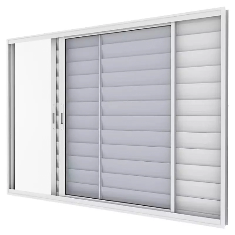 Janela De Alumínio Branco Veneziana De Correr 3 Folhas Móveis Sem Grade Cmc Esquadrias Linha Harmony-1.50(l)x1.00(a)