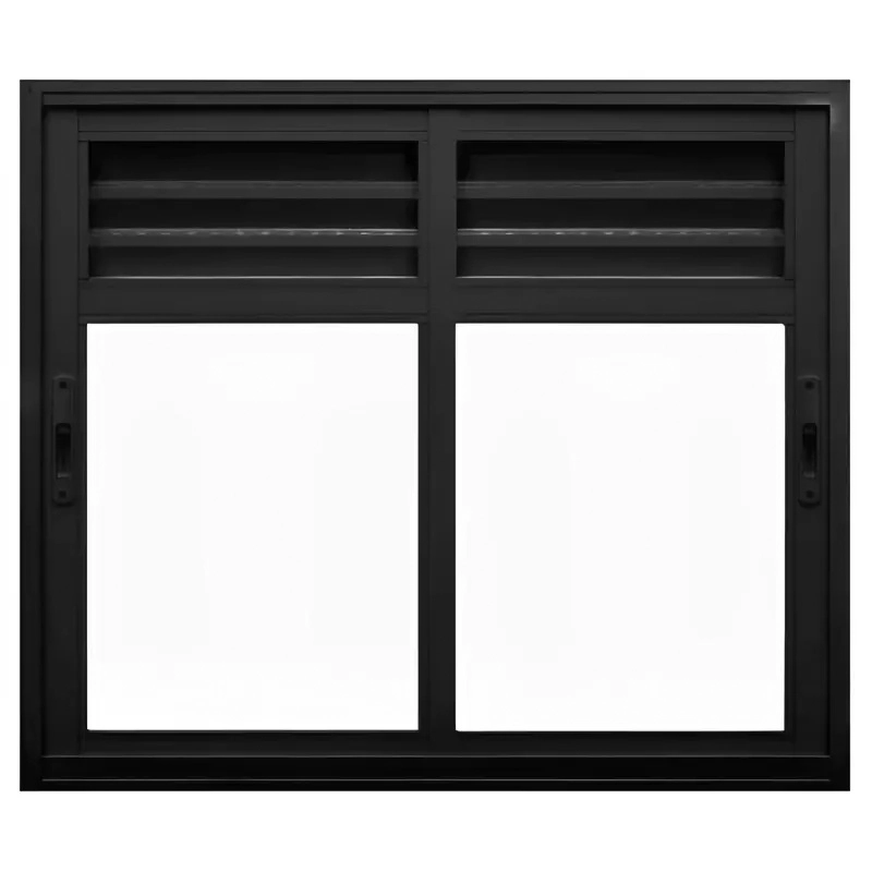 Janela De Alumínio Preto Vitro De Correr 2 Folhas Móveis Com Ventilação Suprema Sem Grade Cmc Classic-1.50(l)x1.00(a)