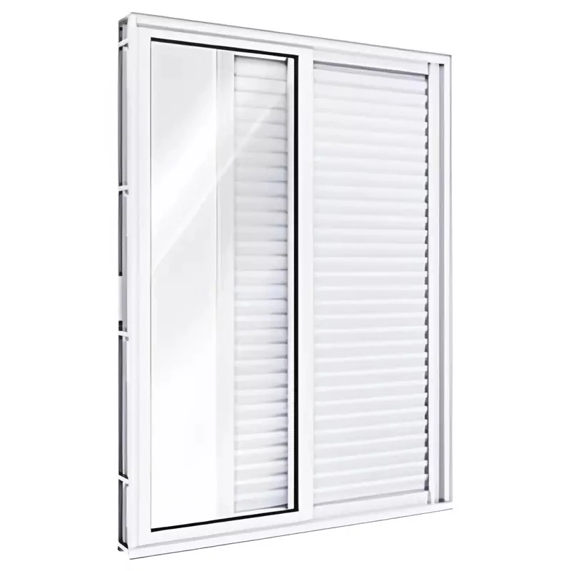Porta Balcão De Correr Com Veneziana De Alumínio Branco 3 Folhas Móveis Cmc Linha Classic-210ax150l