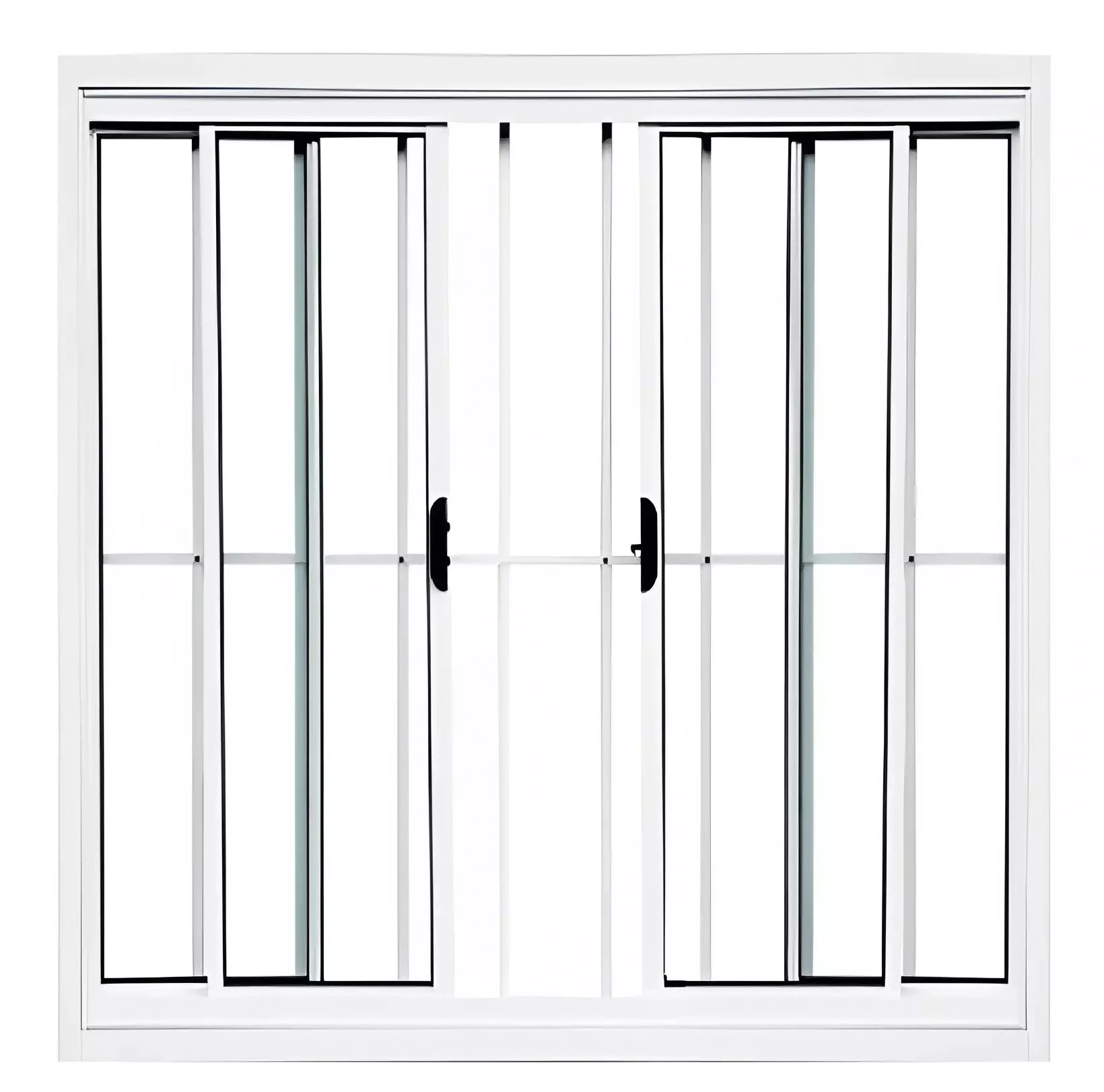 Janela De Alumínio Branco Vitro De Correr 4 Folhas Com Grade Cmc Linha Modular- 1.00 (l) X 1.20 (a)