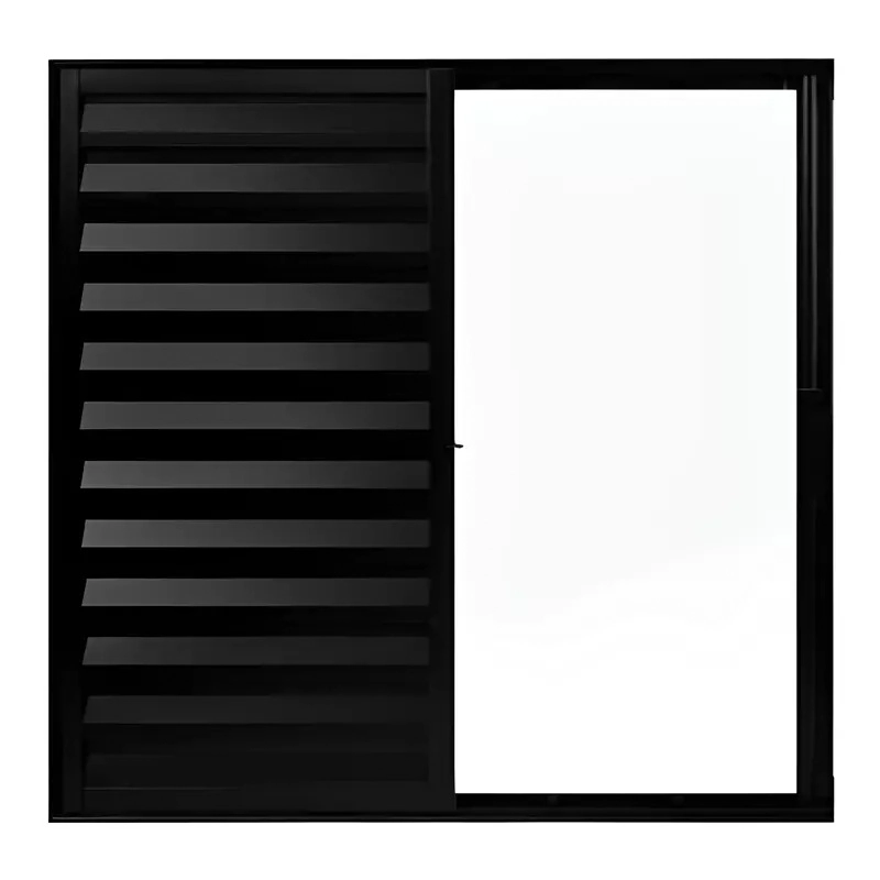 Janela De Alumínio Preto Veneziana De Correr 3 Folhas Sem Grade Cmc Linha Modular - 1.00 (l) X 1.20 (a)