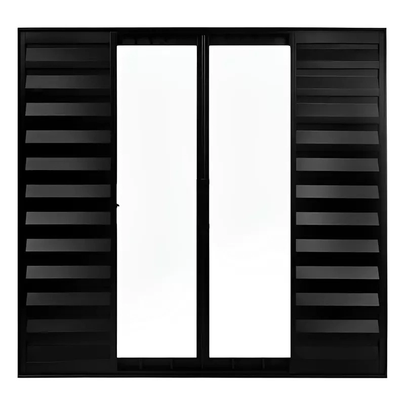 Janela De Alumínio Preto Veneziana De Correr 6 Folhas Sem Grade Cmc Linha Modular - 1.00 (l) X 1.20 (a)