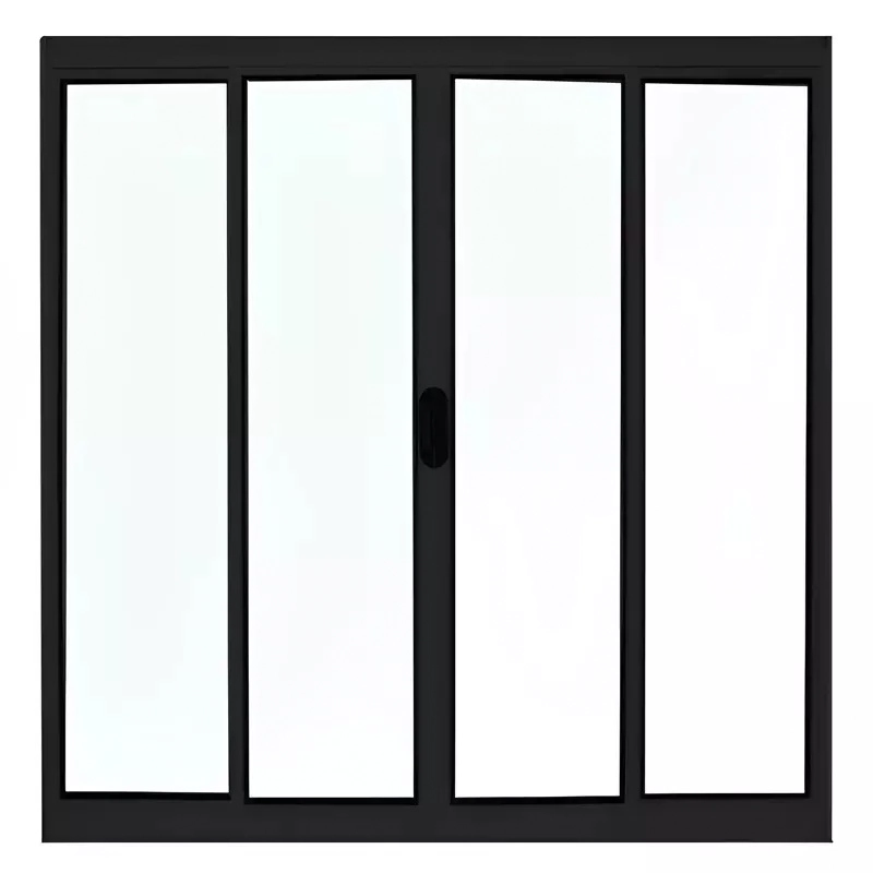 Janela De Alumínio Preto Vitro De Correr 4 Folhas Sem Grade Cmc Linha Modular - 1.00 (l) X 1.20 (a)