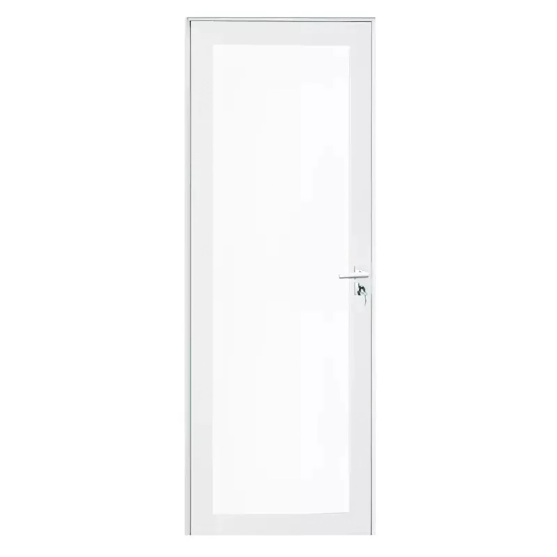 Porta De Alumínio Branco Com Vidro Inteiro 8mm Cmc Linha Elegance - 2.10 (a) X 1.00 (l) - Lado Esquerdo