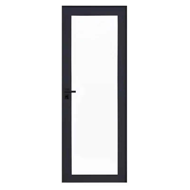 Porta De Alumínio Preto Com Vidro Inteiro 8mm Cmc Linha Elegance - 2.10 (a) X 0.90 (l) - Lado Direito