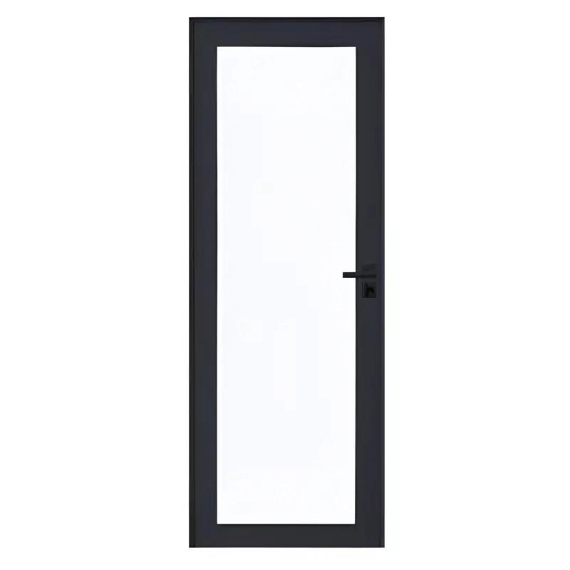 Porta De Alumínio Preto Com Vidro Inteiro 8mm Cmc Linha Elegance - 2.10 (a) X 1.00 (l) - Lado Esquerdo