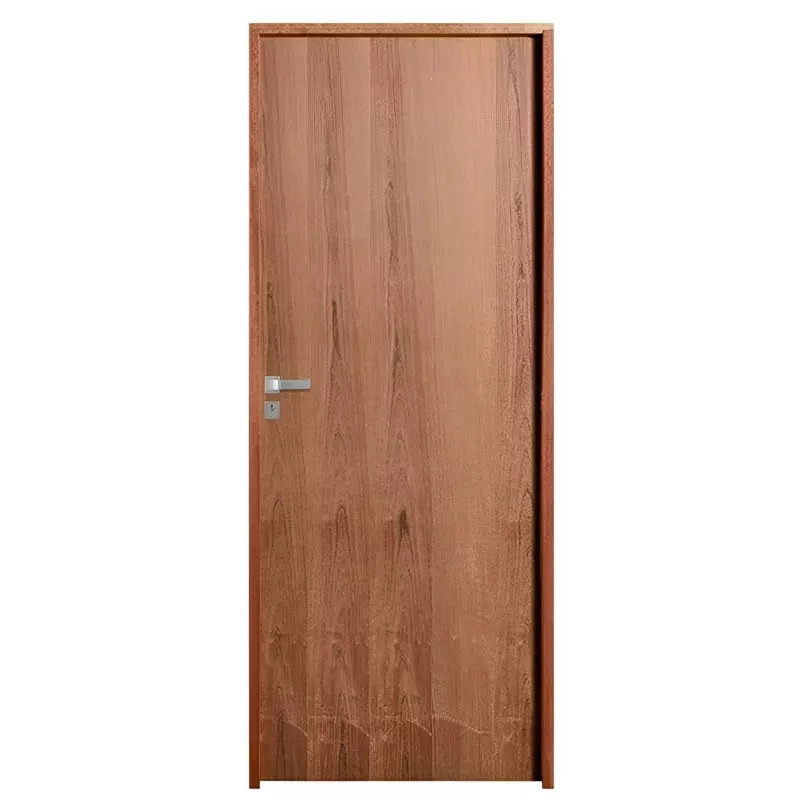 Porta De Madeira Semi-oca Padrão Imbuia Lisa Bat.14 Cm Eco Fech. Modena Externa 2.10 A X 0.62 L - Lado Direito
