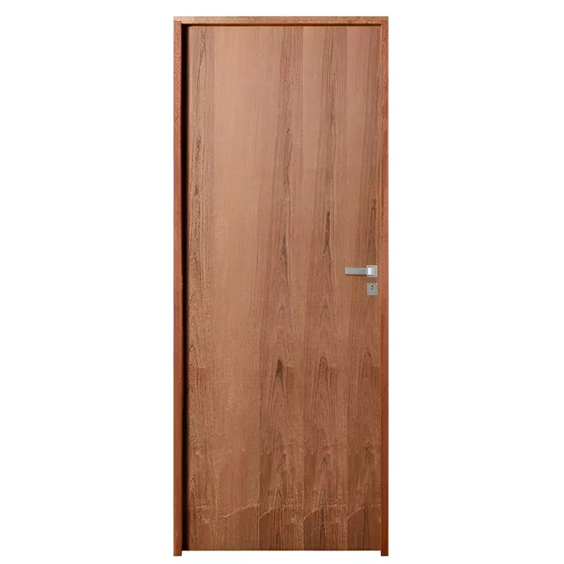 Porta De Madeira Semi-oca Padrão Imbuia Lisa Bat.14 Cm Eco Fech. Modena Externa 2.10 A X 0.62 L - Lado Esquerdo