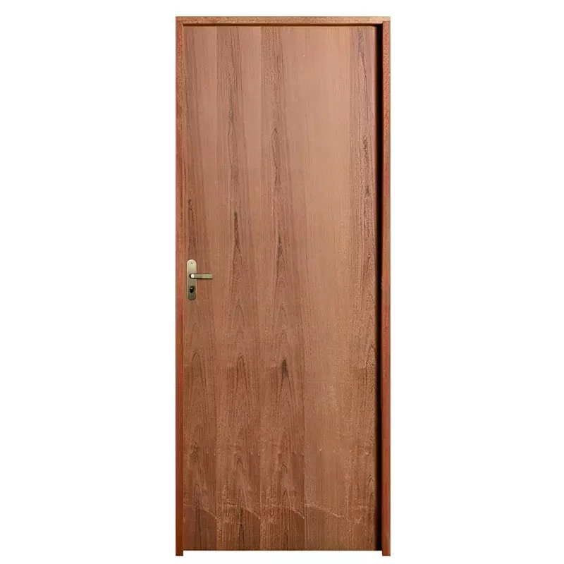 Porta De Madeira Semi-oca Padrão Imbuia Lisa Bat.11 Cm Misto Fech. Navas Externa 2.10 A X 0.92 L - Lado Direito