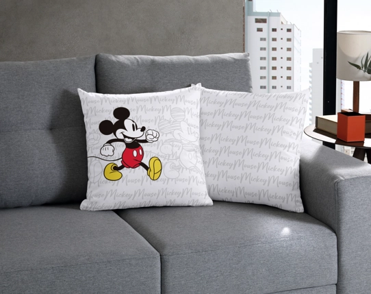 Capa Almofada Cetim Mickey White 45x45cm 1033.1424 Bella Janela