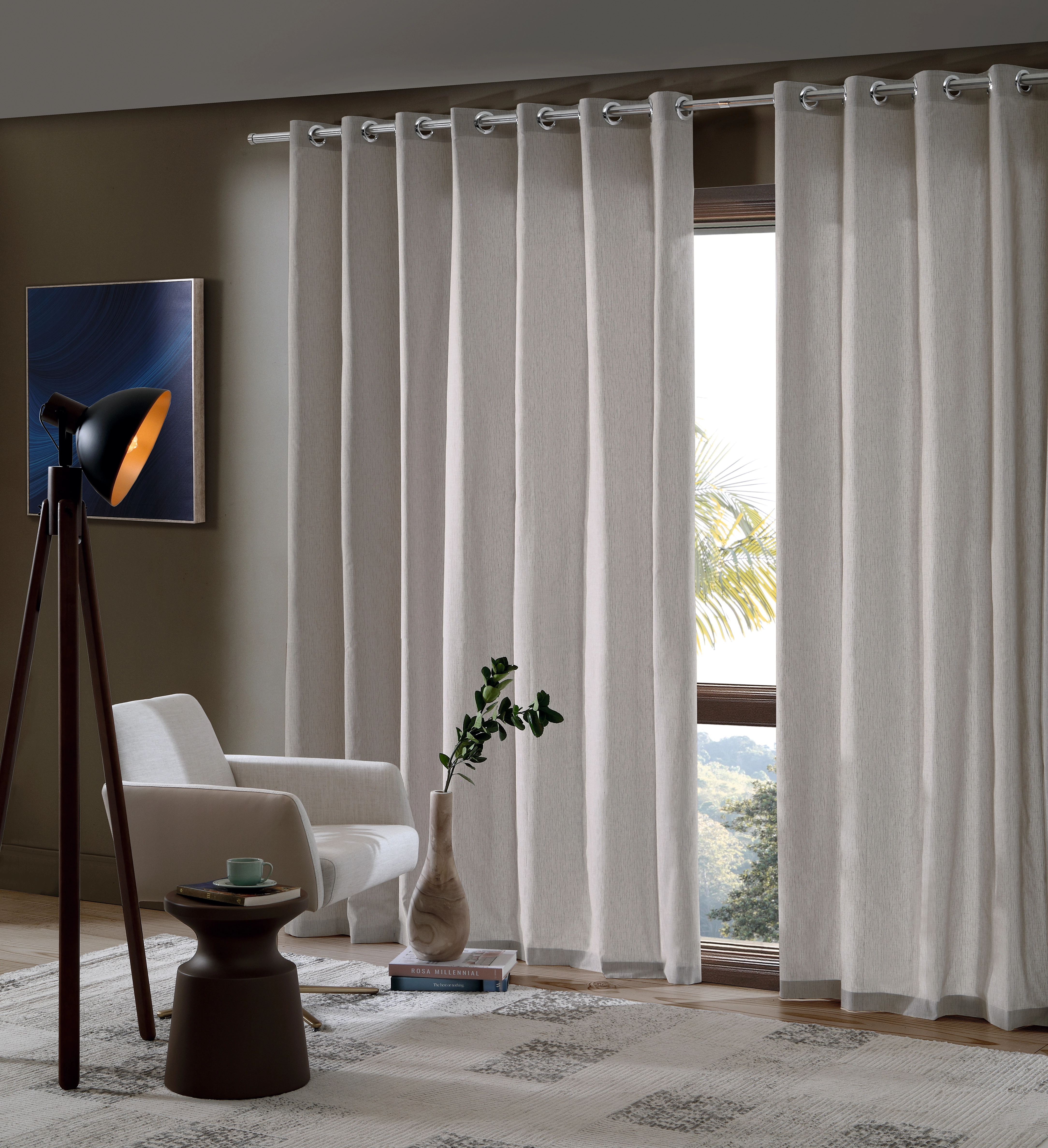 Cortina Rustica Fenicia Efeito Linho Latte 3.00x1.70m 011 1513 Bella Janela