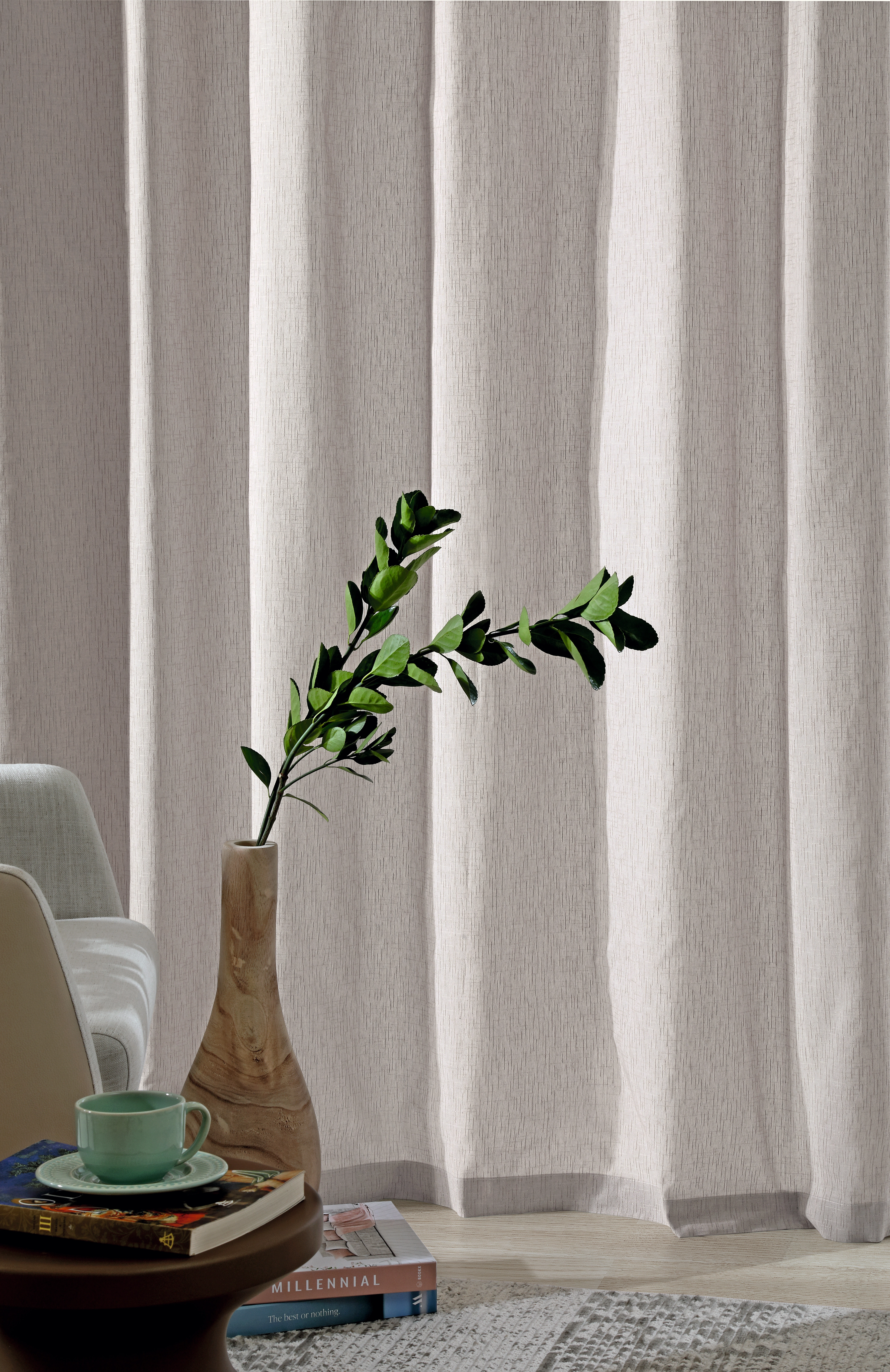 Cortina Rustica Fenicia Efeito Linho Latte 3.00x2.30m 011 1514 Bella Jane