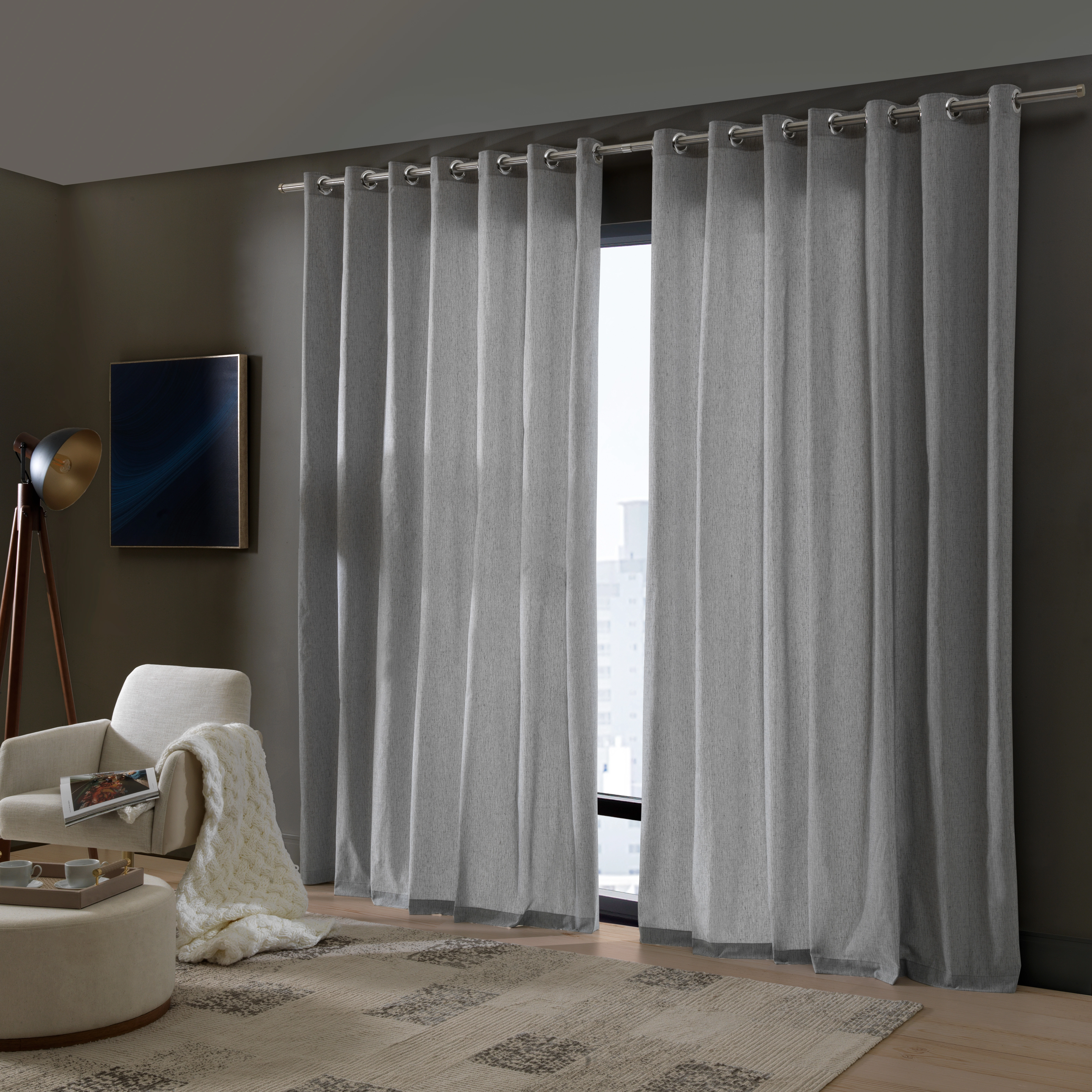 Cortina Rustica Fenicia Efeito Linho Titanio 3.00x2.30m 011 1515 Bella Jane
