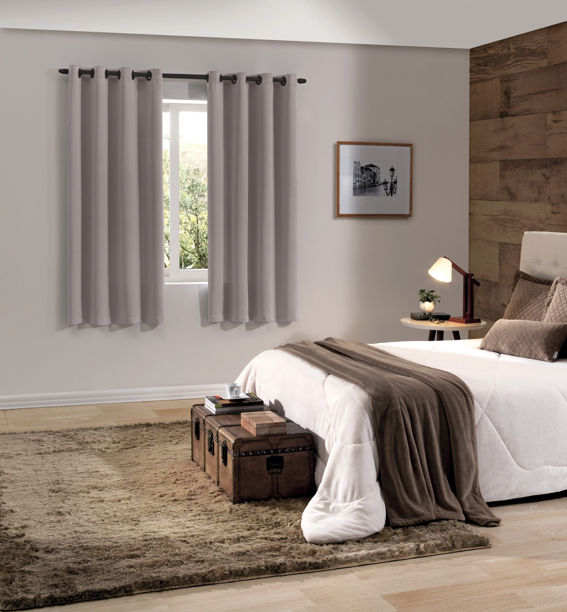 Cortina Rustica Oxford Lisa Taupe 200x160cm 01011 900 Bella Janela