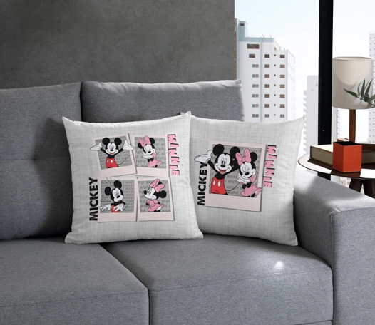 Capa Almofada Mickey Minnie Polaroid 45x45cm 1013.1765 Bella Janela